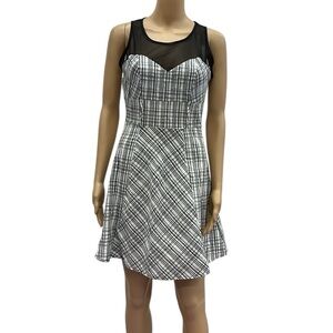 Volume One Sleeveless Mesh Top Plaid Bottom Wide Belt Loop Dress Juniors 11